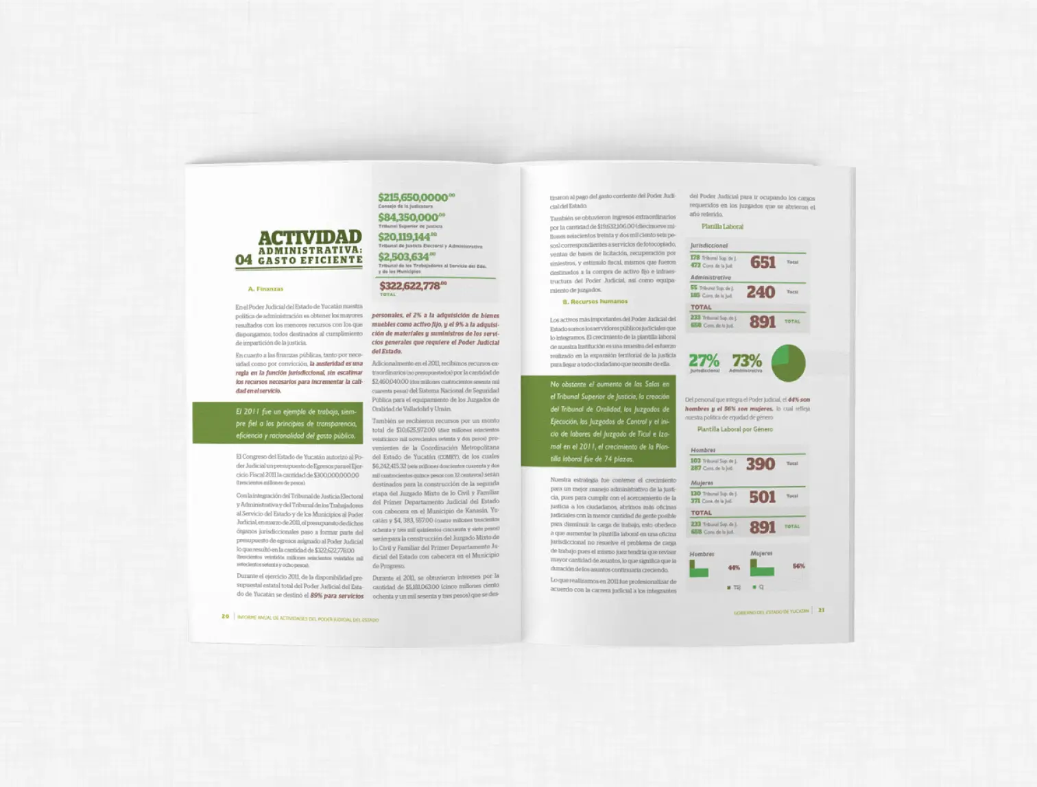 Overview of the Poder Judicial Yucatán 2011 annual report opening pages