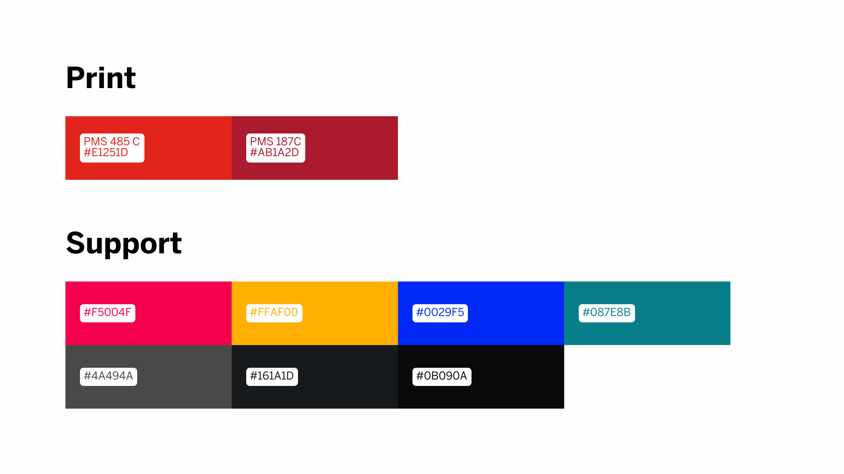 Versus Media primary color swatches PMS 7626C and PMS 7427C